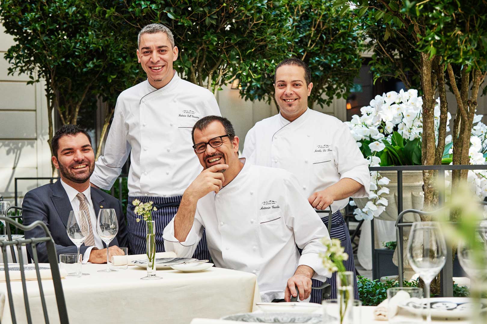 Executive Chef Antonio Guida, Executive Sous Chef Dellomarino, Pastry Chef Di Lena, Restaurant Manager Tasinato
